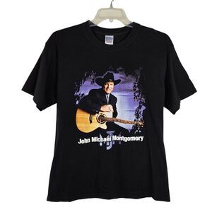 John Michael Montgomery Tour T-Shirt Sz L Black Short Sleeve Country Music